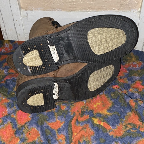 Double H Brown Rugged Leather Motorcycle Boots Side Zip Size 8.5 - Picture 6 of 6